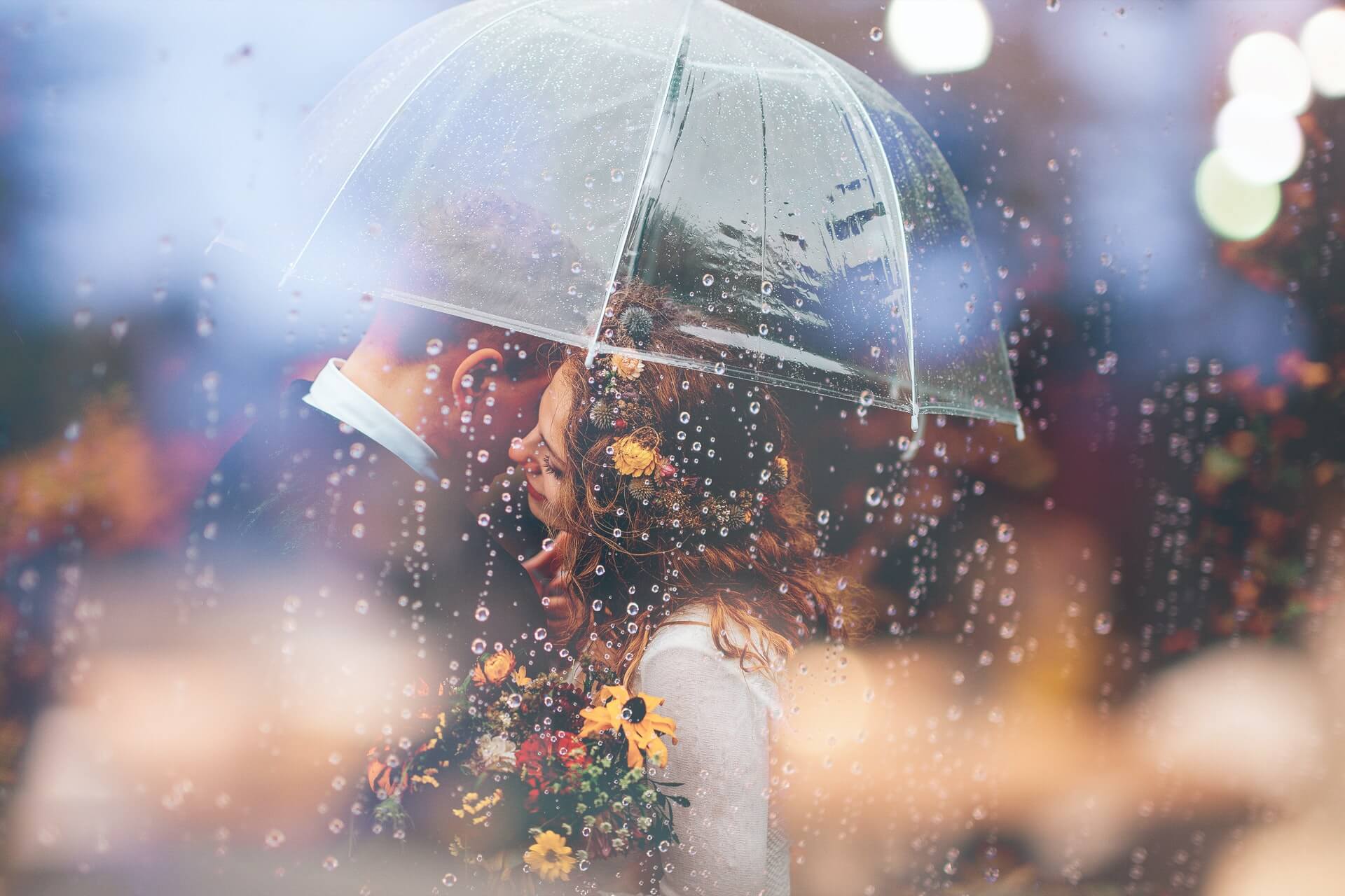 mariage sous la pluie